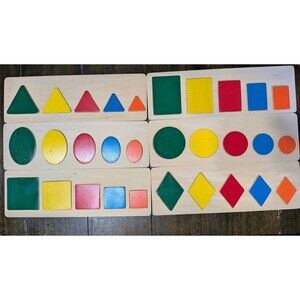 Wooden Shapes & Sizes Montessori Puzzle Sorting Math  Preschool Learning